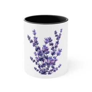 Purple Wildflower Pressed Flower Ceramic Personalized Coffee Mug